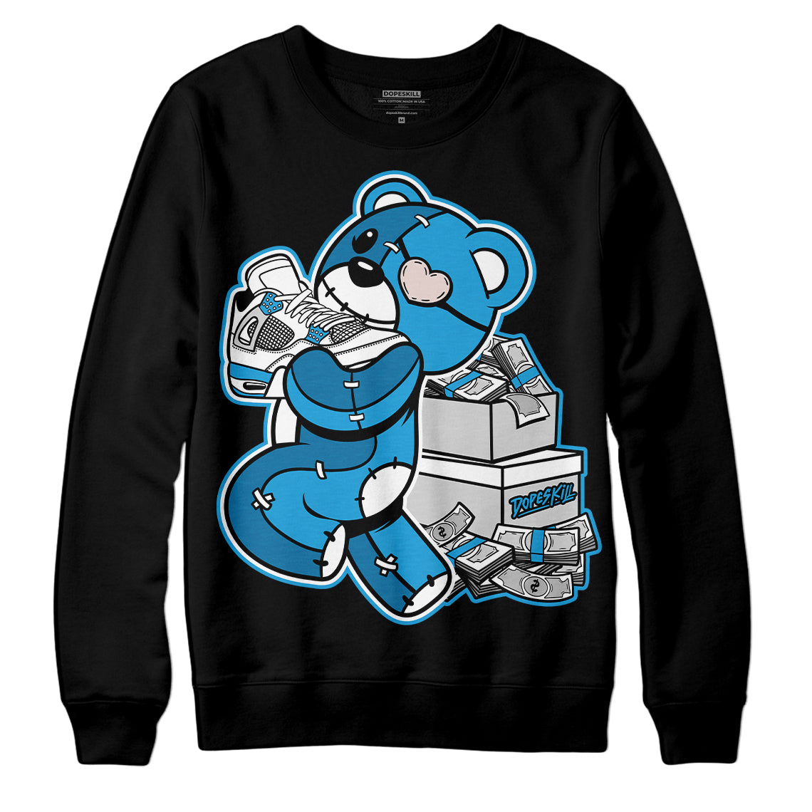 Military Blue 4s DopeSkill Sweatshirt Bear Steals Sneaker Graphic