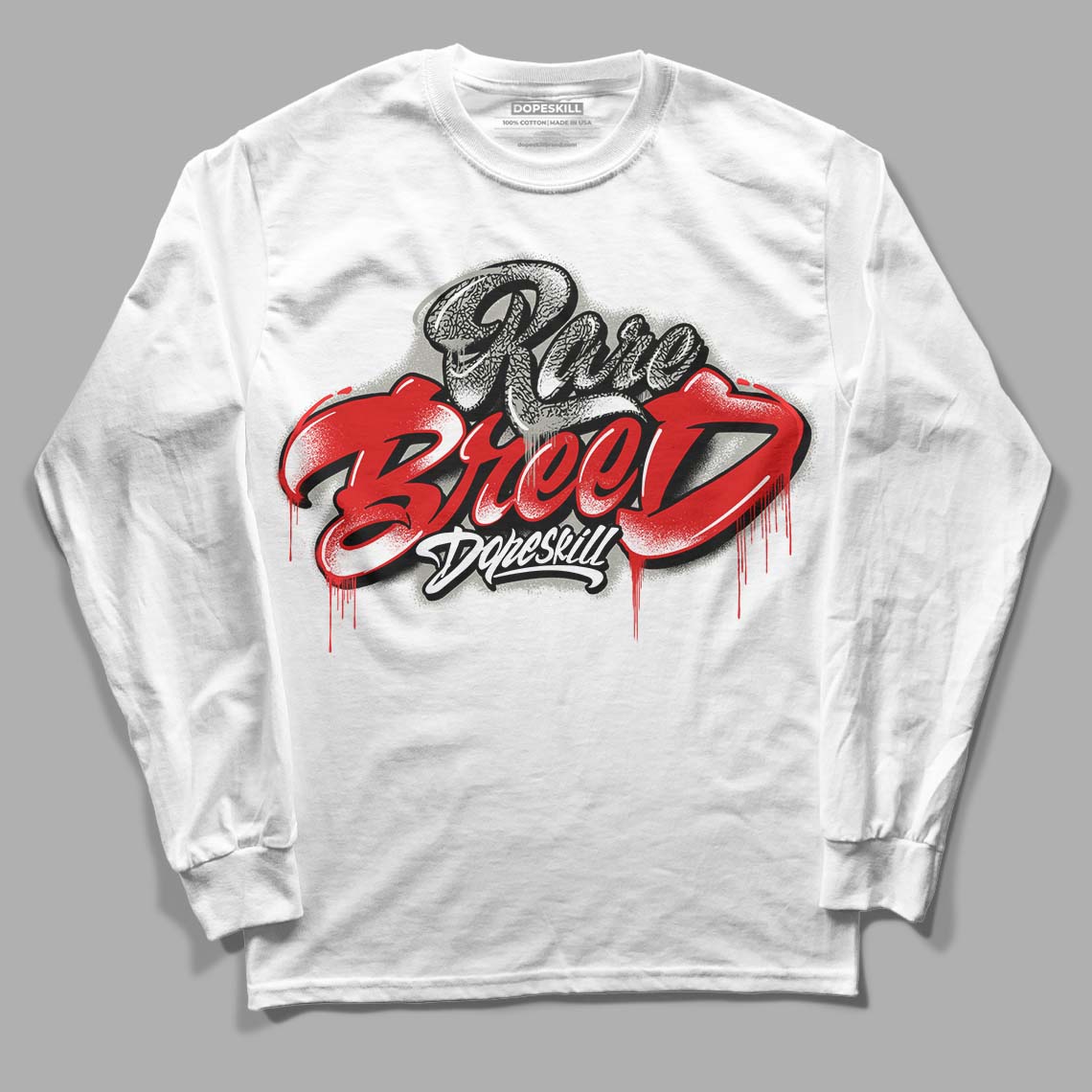 Fire Red 3s DopeSkill Long Sleeve T-Shirt Rare Breed Type Graphic