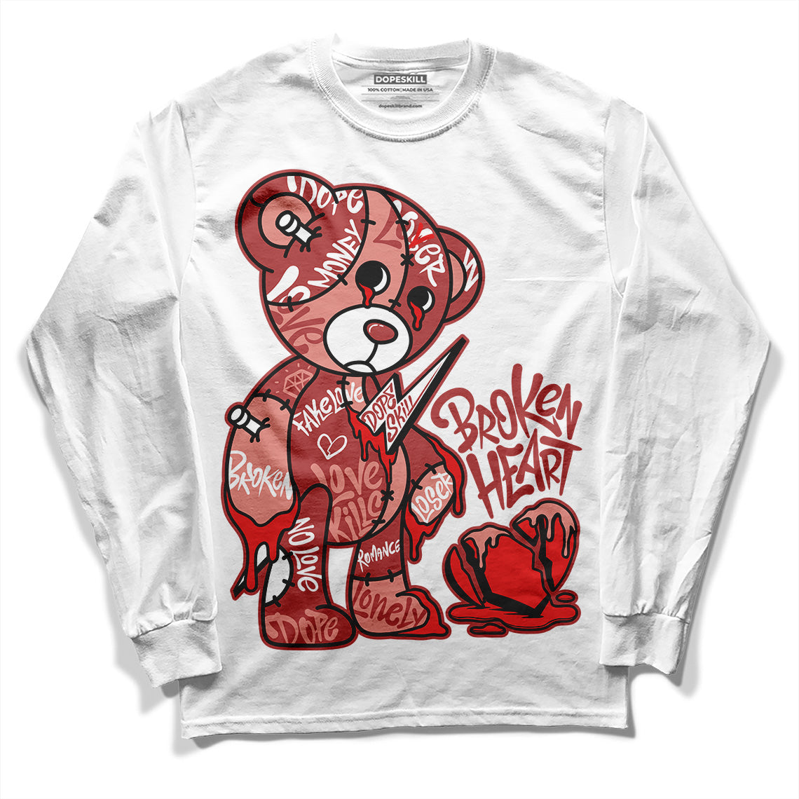 Dune Red 13s DopeSkill Long Sleeve T-Shirt Broken Heart Graphic