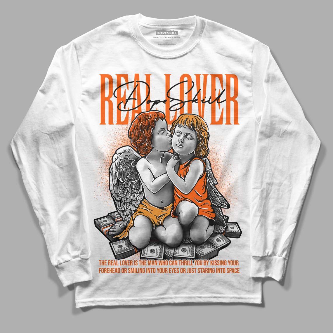 Brilliant Orange 12s DopeSkill Long Sleeve T-Shirt Real Lover Graphic