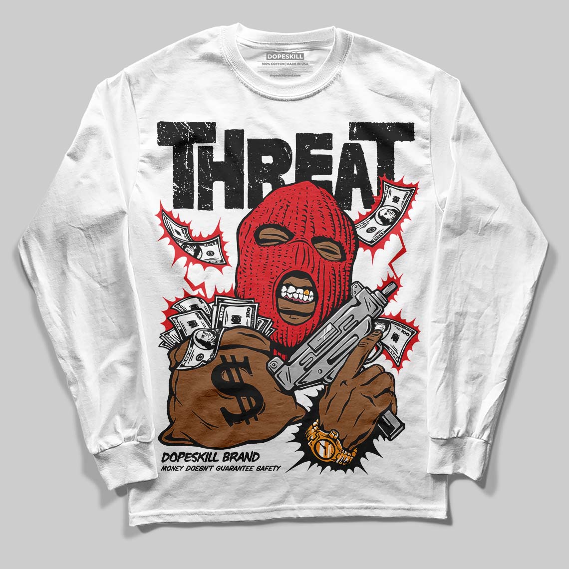 Dunk Panda White Black DopeSkill Long Sleeve T-Shirt Under Threat Graphic
