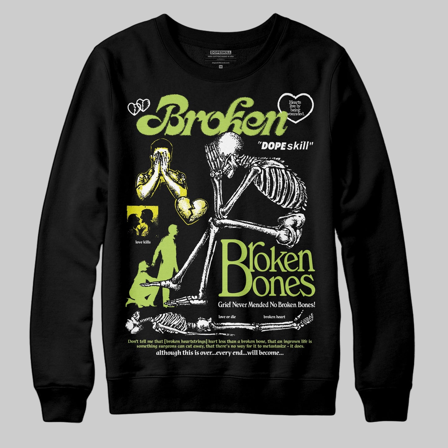 Bright Cactus 13s DopeSkill Sweatshirt Broken Bones Graphic