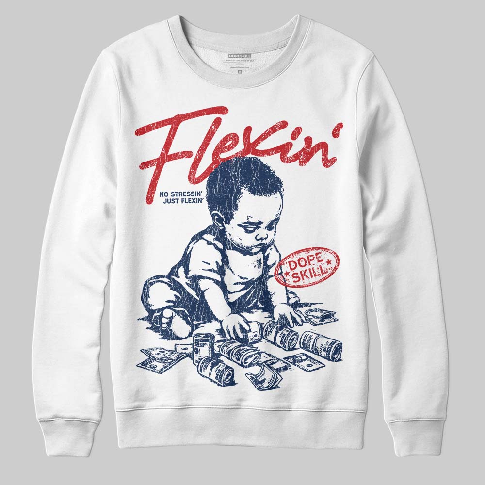 Summit White Navy 4s DopeSkill Sweatshirt Flexin' Graphic