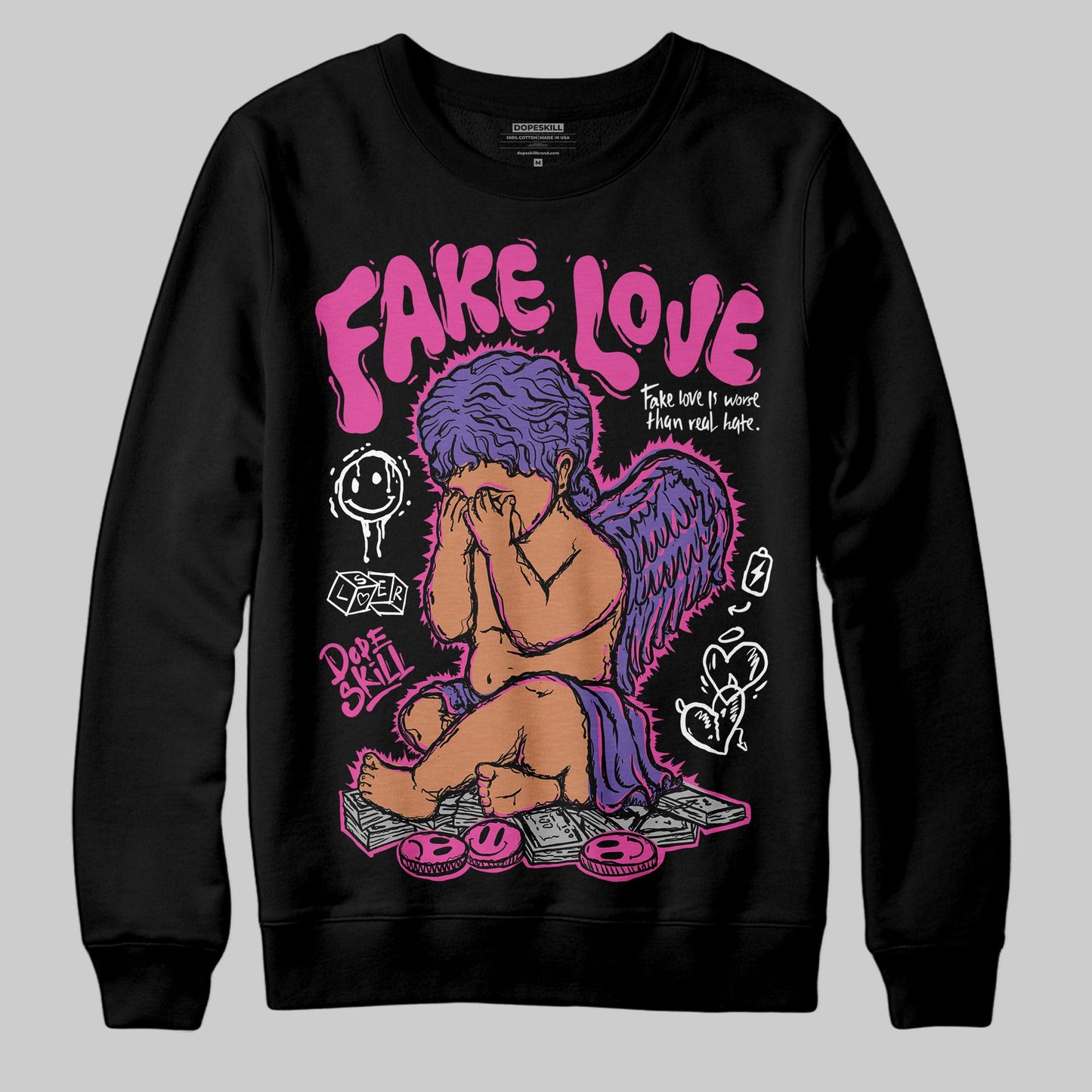 Dunk Active Fuchsia DopeSkill Sweatshirt False Love Graphic