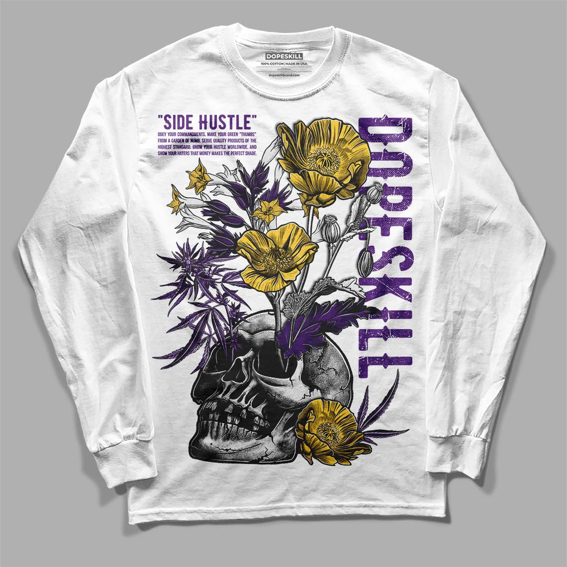 Field Purple 12s DopeSkill Long Sleeve T-Shirt Side Hustle Graphic