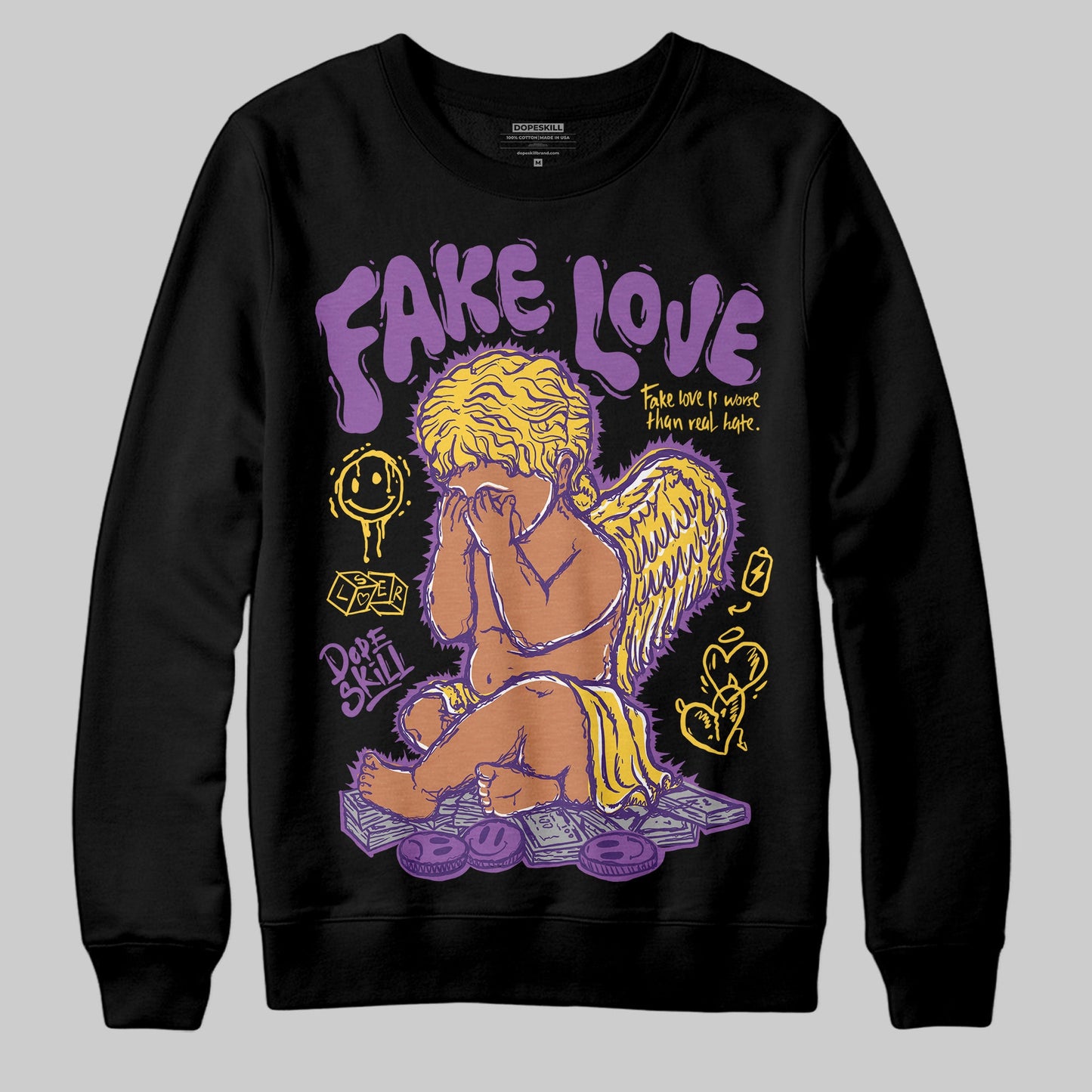 Field Purple 12s DopeSkill Sweatshirt False Love Graphic