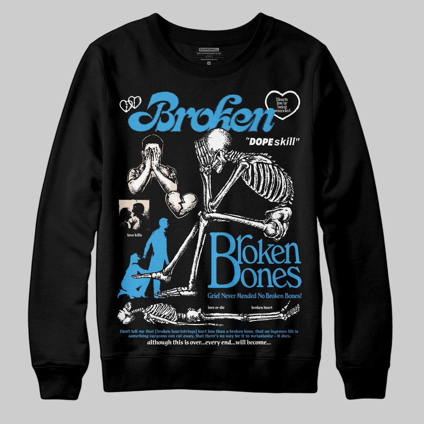 UNC Reimagined 1s DopeSkill Sweatshirt Broken Bones Graphic