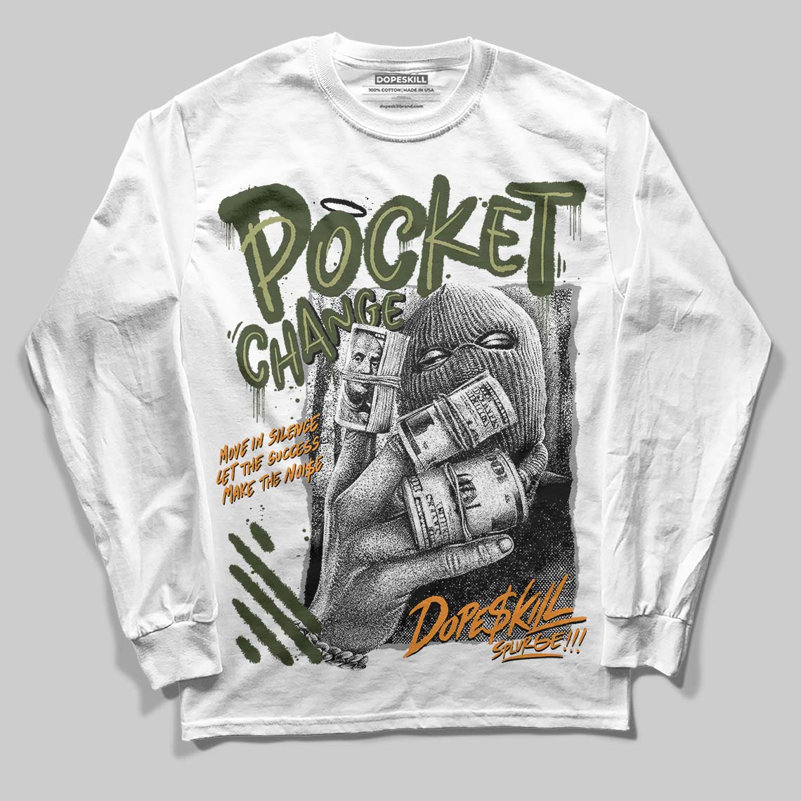 Olive Collection DopeSkill Long Sleeve T-Shirt Pocket Change Graphic