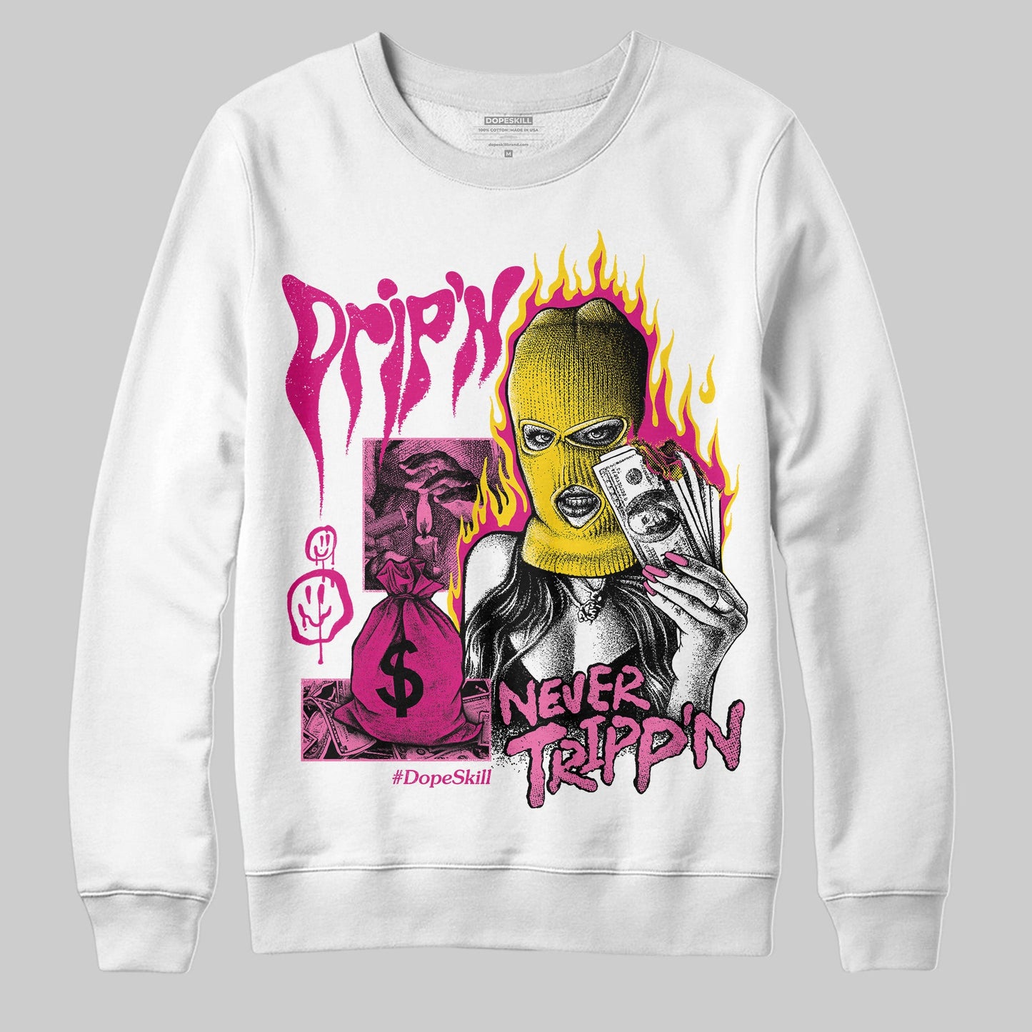 Rick RO Pink Leather Sneakers DopeSkill Sweatshirt Drip'n Never Tripp'n Graphic