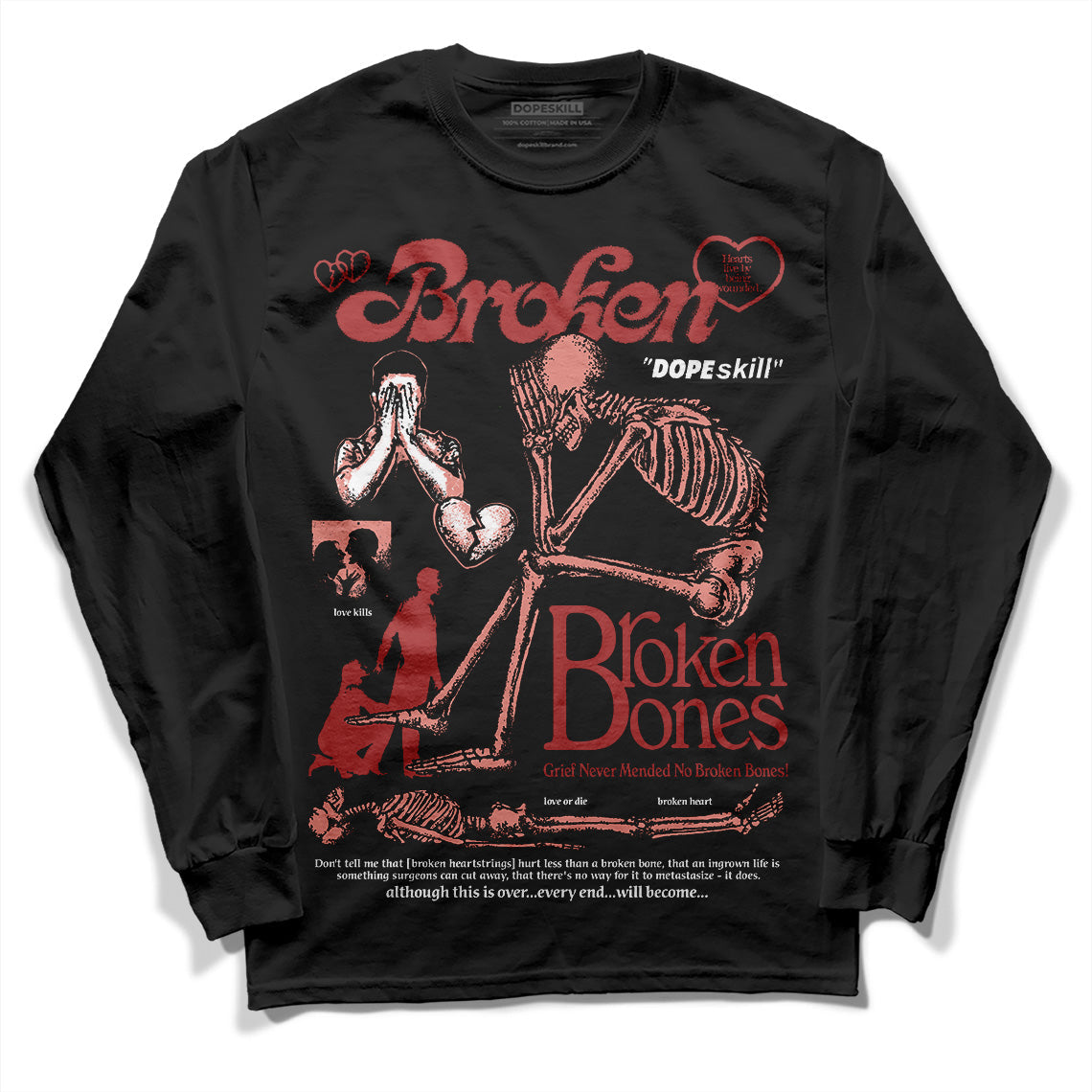Dune Red 13s DopeSkill Long Sleeve T-Shirt Broken Bones Graphic