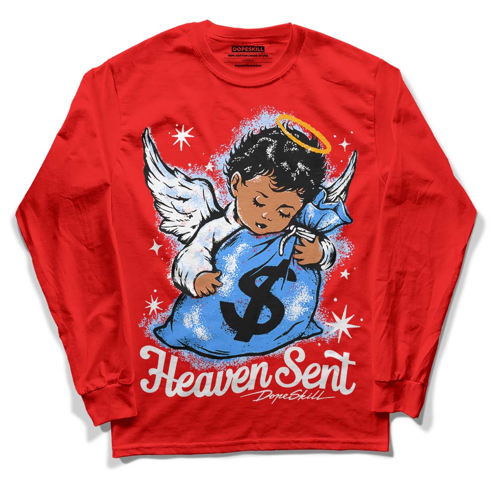 Cherry 11s DopeSkill Varsity Red Long Sleeve T-Shirt Heaven Sent Graphic