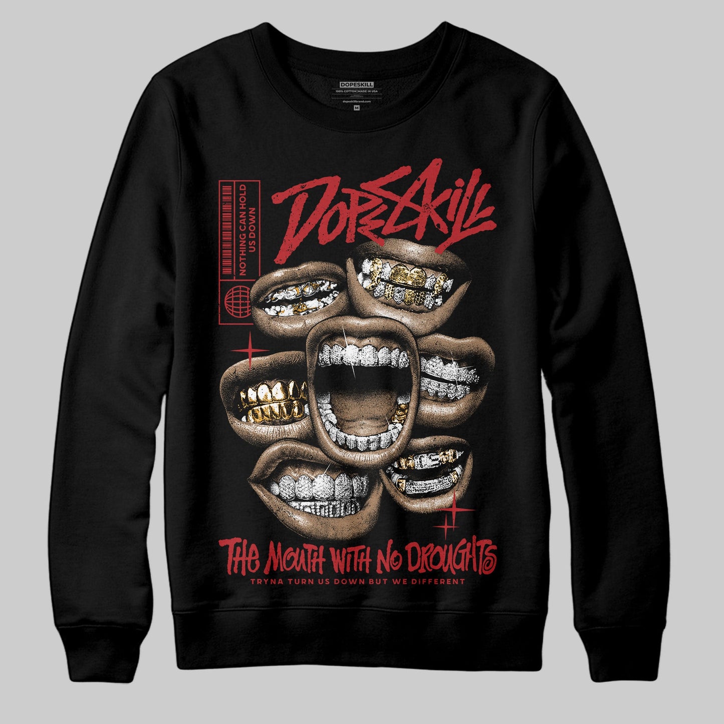 Flu Game 12s DopeSkill Sweatshirt The Mouth With No Droughts Graphic