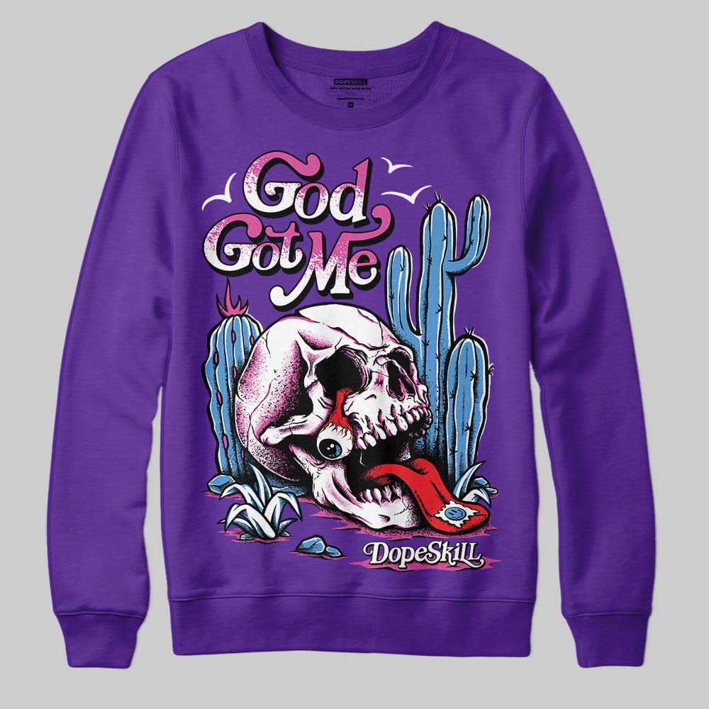 PURPLE Collection DopeSkill Purple Sweatshirt God Got Me Graphic