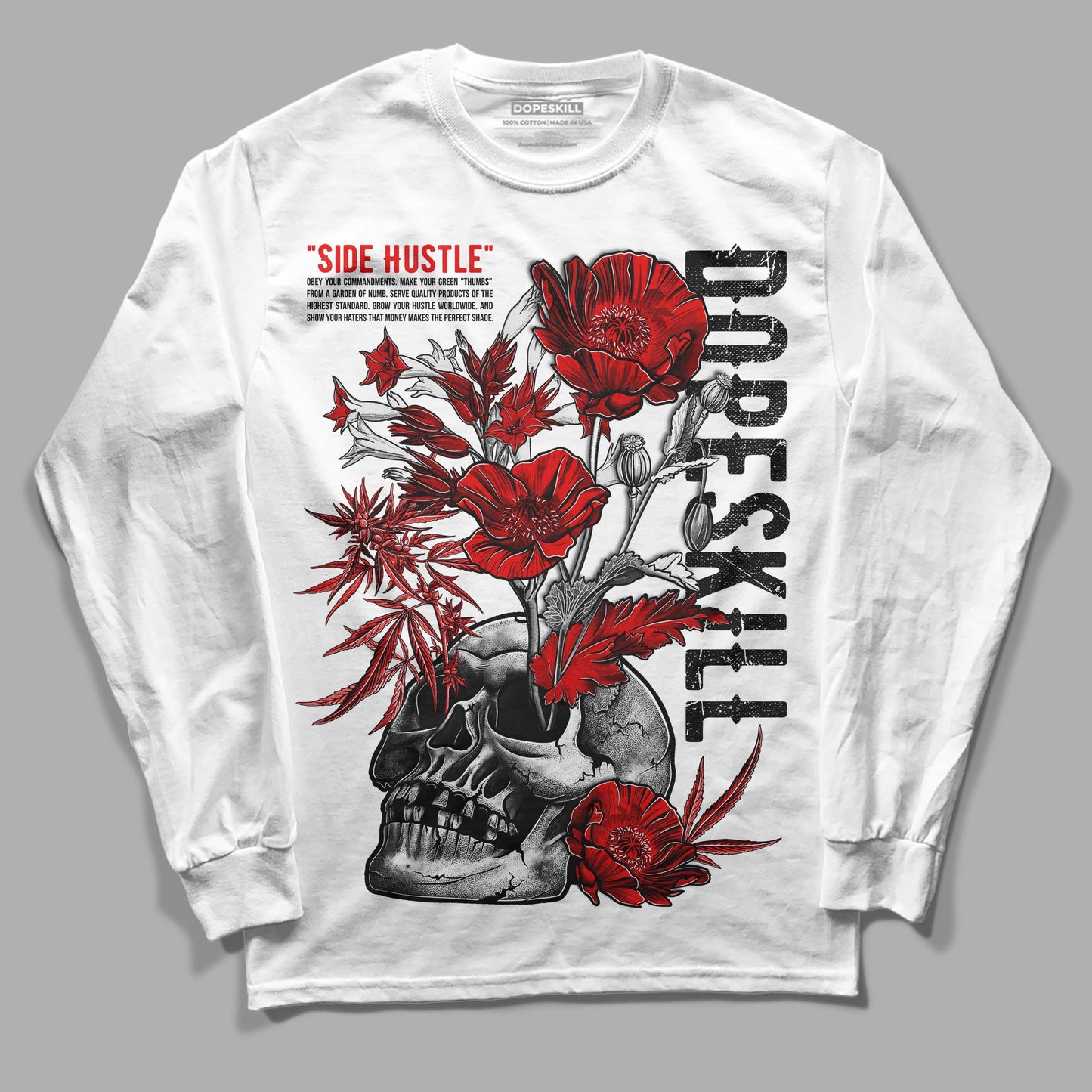 Red Cement 4S DopeSkill Long Sleeve T-Shirt Side Hustle Graphic