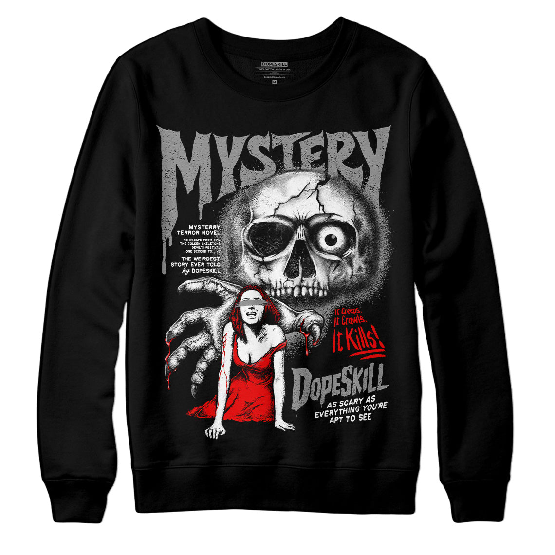Black and White Collection DopeSkill Sweatshirt Mystery Ghostly Grasp Graphic