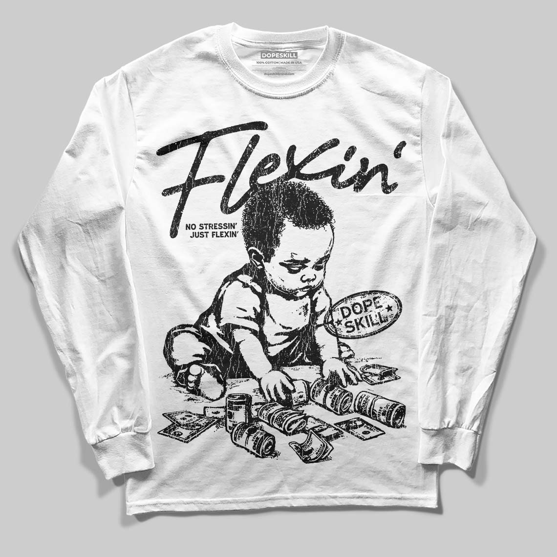 Dunk Panda White Black DopeSkill Long Sleeve T-Shirt Flexin' Graphic