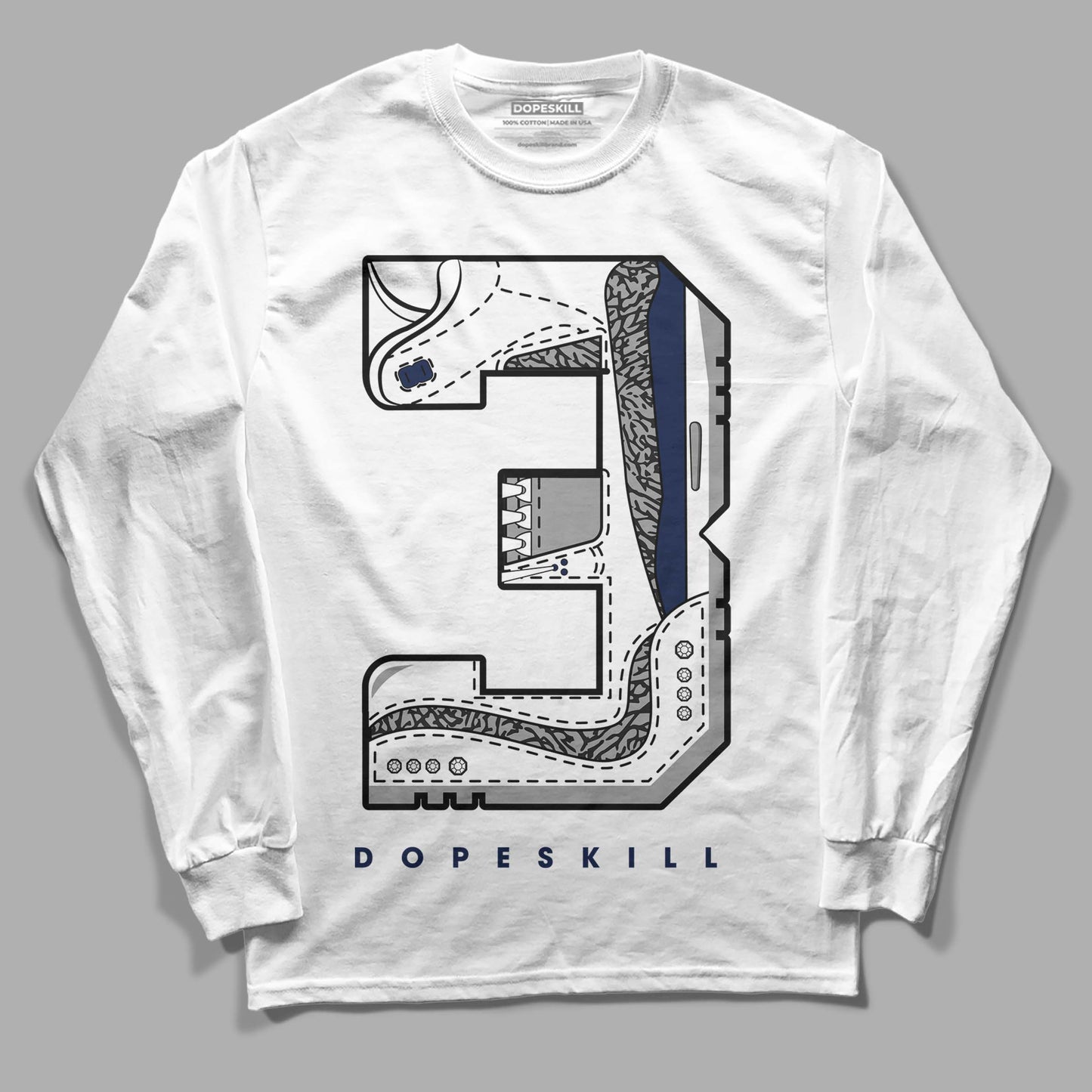 Midnight Navy 3s DopeSkill Long Sleeve T-Shirt No.3 Graphic