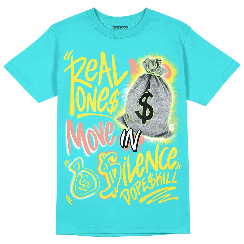 Cyan Burst 9060 DopeSkill Virtual Blue T-Shirt Real Ones Move In Silence Graphic