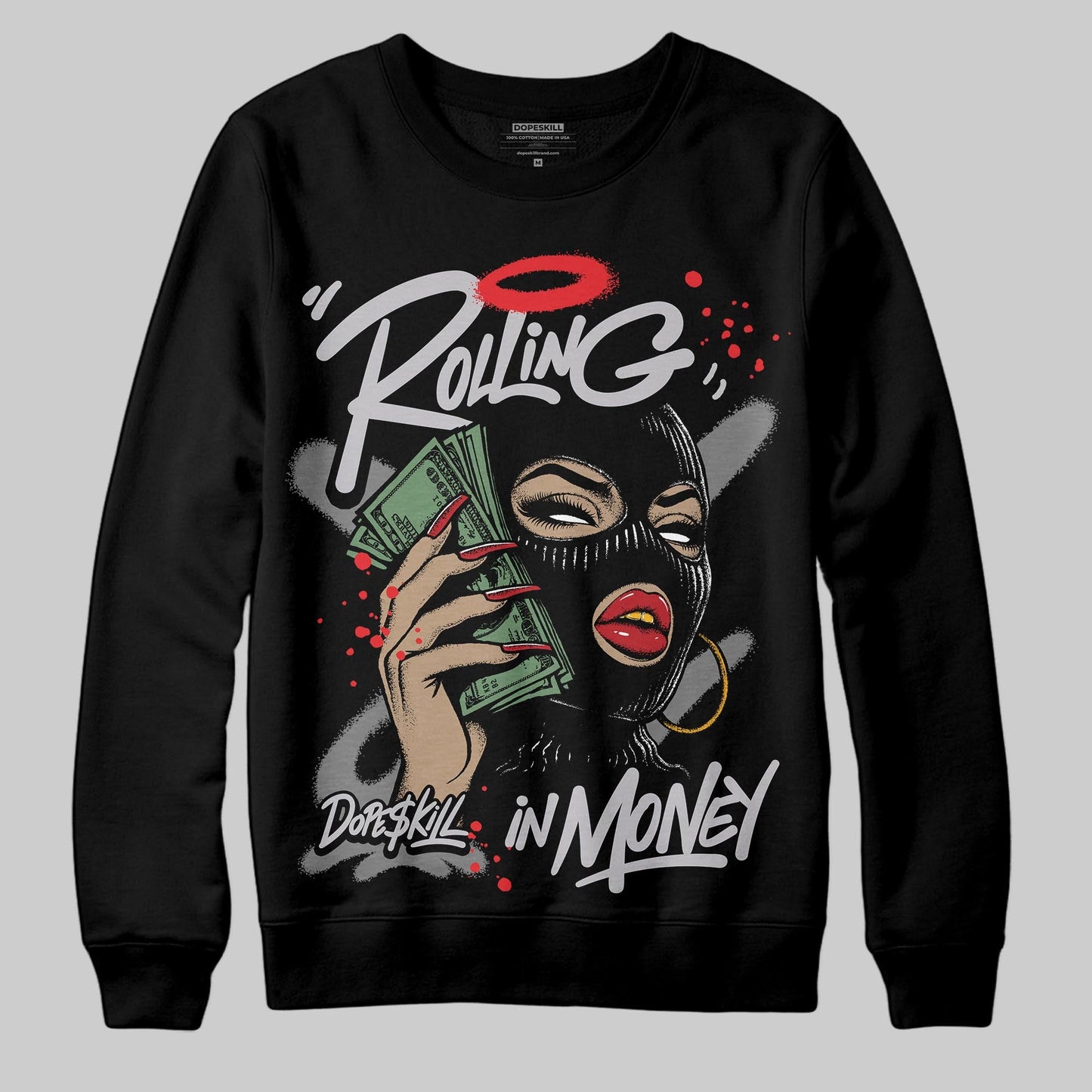 Grey Collection DopeSkill Sweatshirt Rolling in Money Graphic