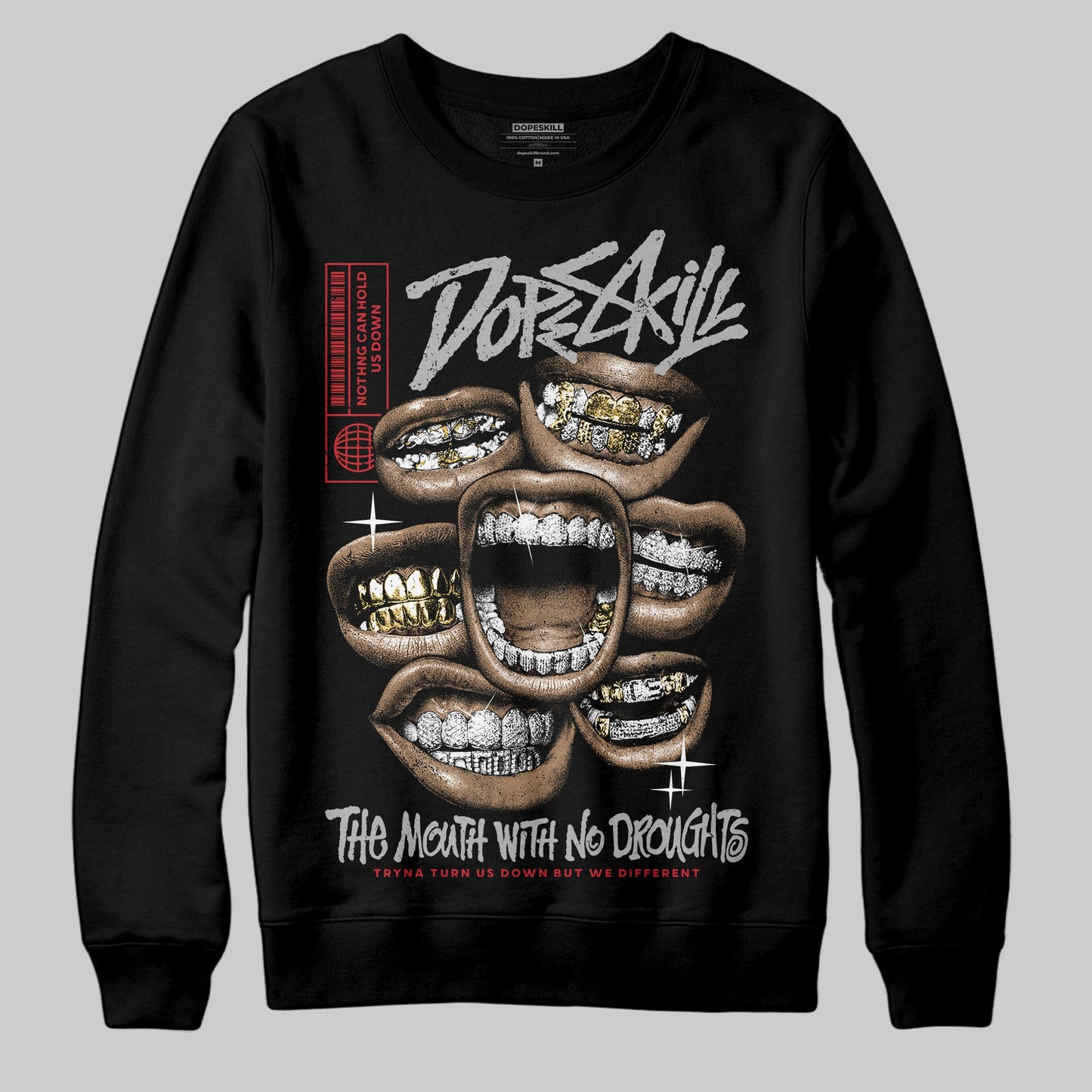 Black Cement 3s DopeSkill Sweatshirt The Mouth With No Droughts Graphic