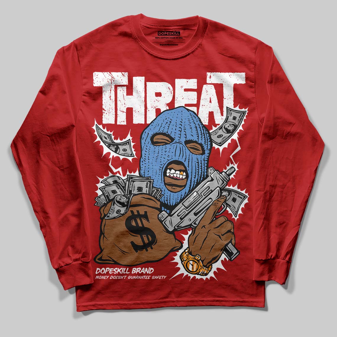 Cherry 11s DopeSkill Long Sleeve T-Shirt Under Threat Graphic
