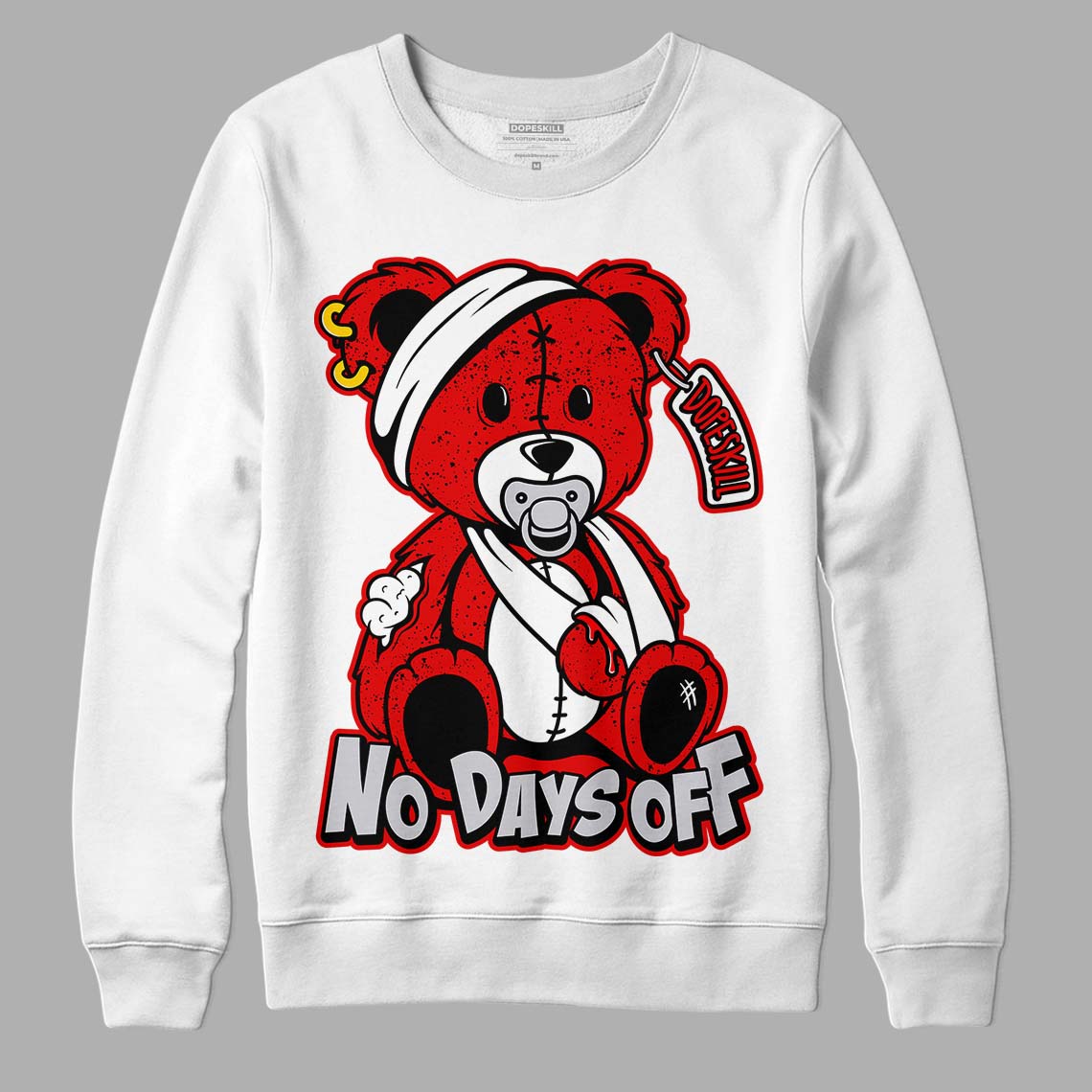Red Cement 4S DopeSkill Sweatshirt Hurt Bear Graphic