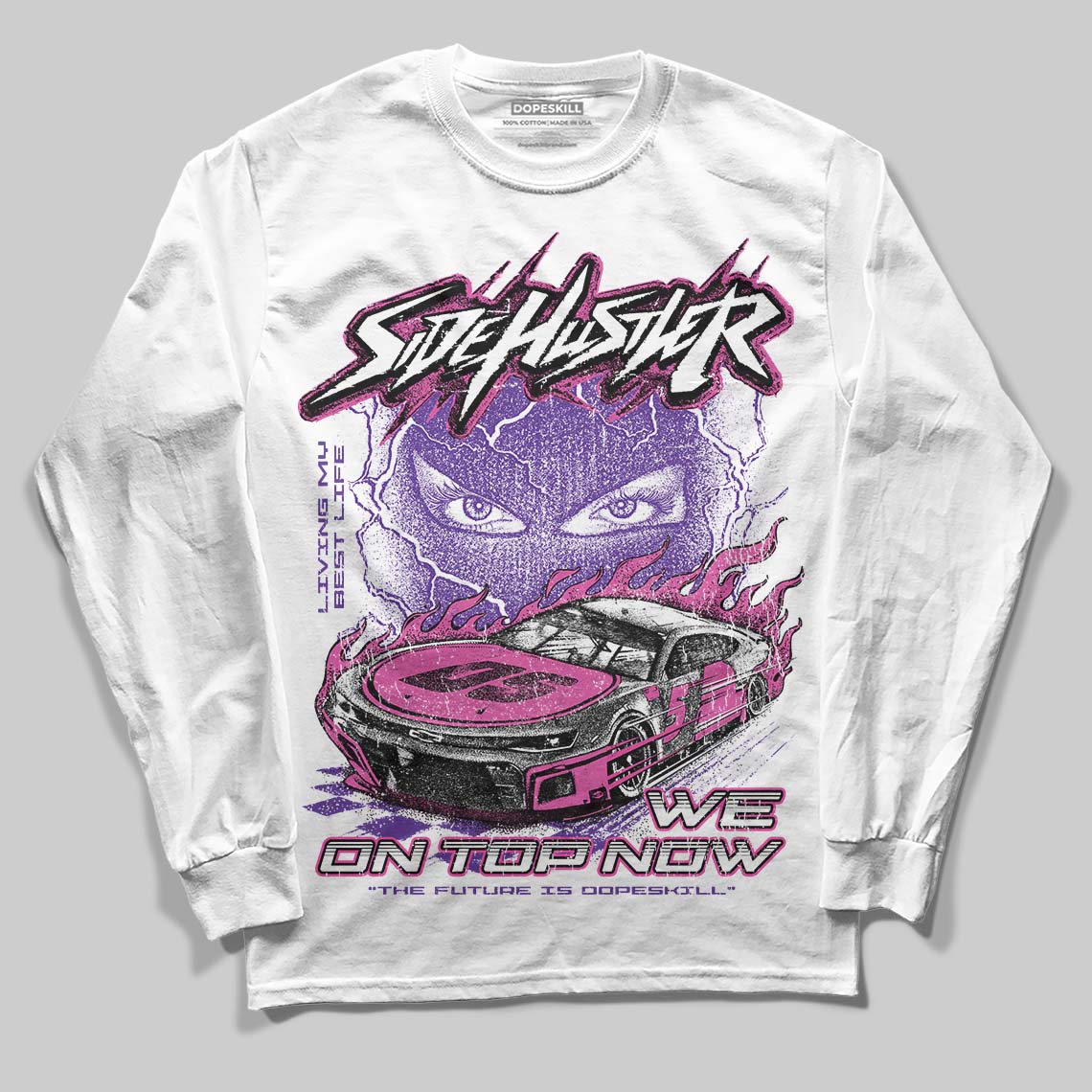 PURPLE Collection DopeSkill Long Sleeve T-Shirt New Side Hustler Graphic