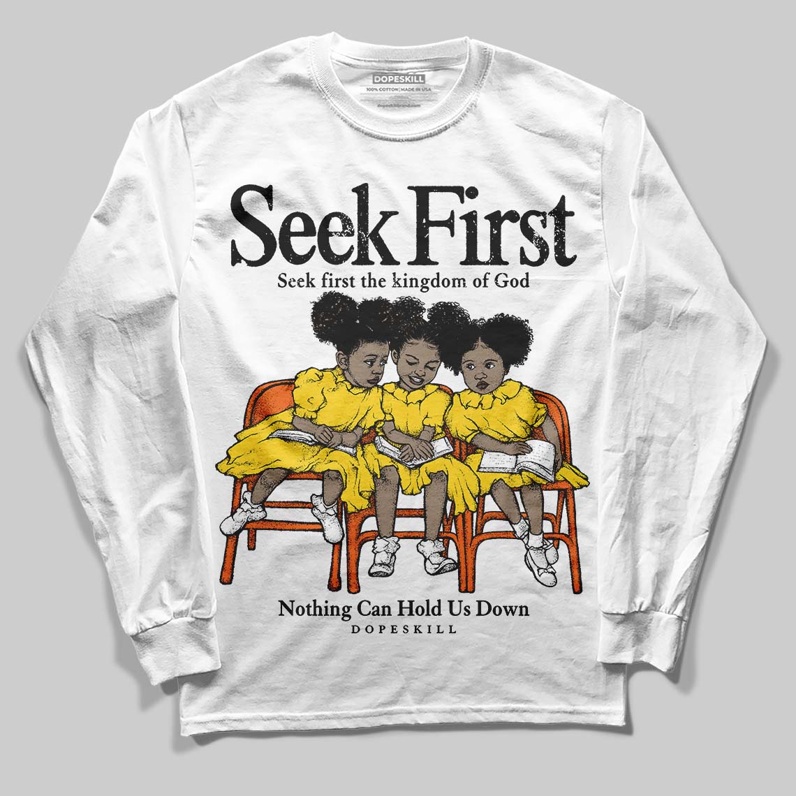 Black Tour Yellow AJ 4 Thunder DopeSkill Long Sleeve T-Shirt New Seek First Graphic