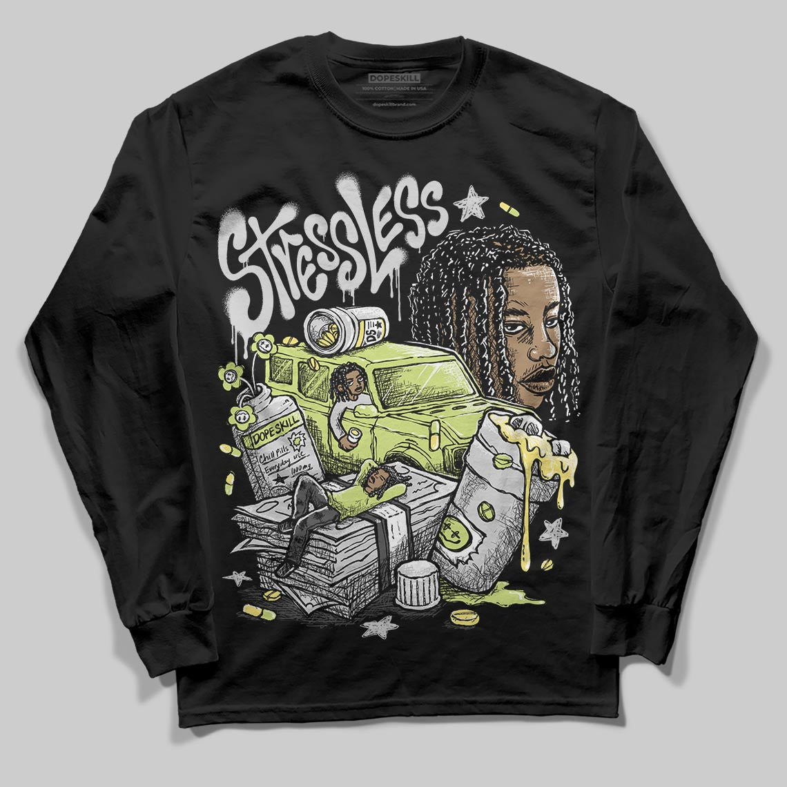 Light Lemon Twist 4s DopeSkill Long Sleeve T-Shirt Stressless Graphic