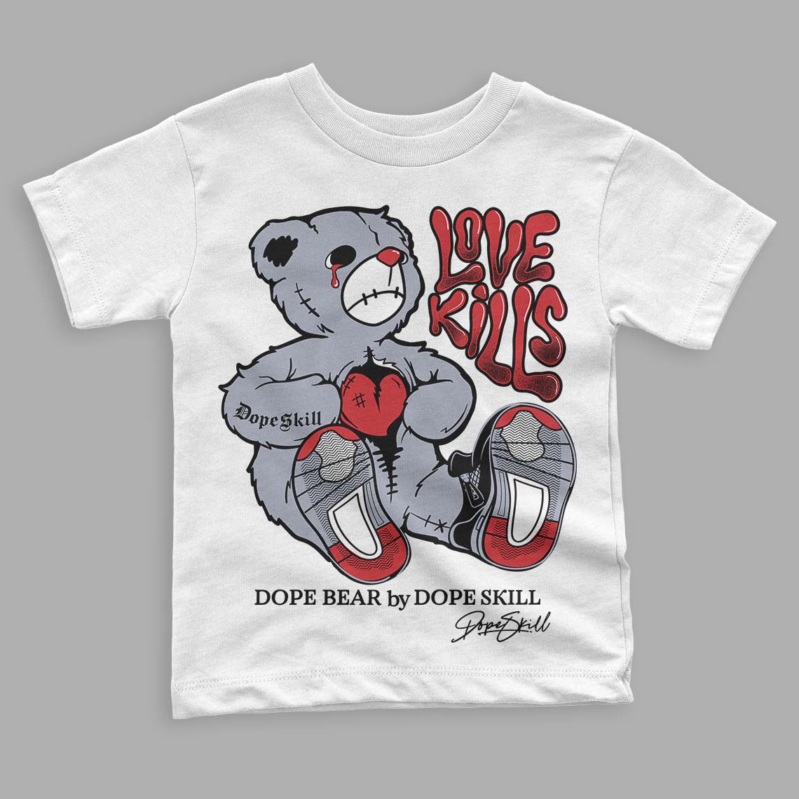 Bred Reimagined 4s DopeSkill Toddler Kids T-shirt Love Kills Graphic
