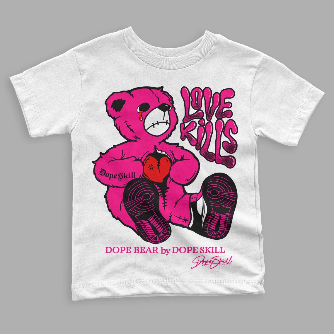Fierce Pink 1s DopeSkill Toddler Kids T-shirt Love Kills Graphic
