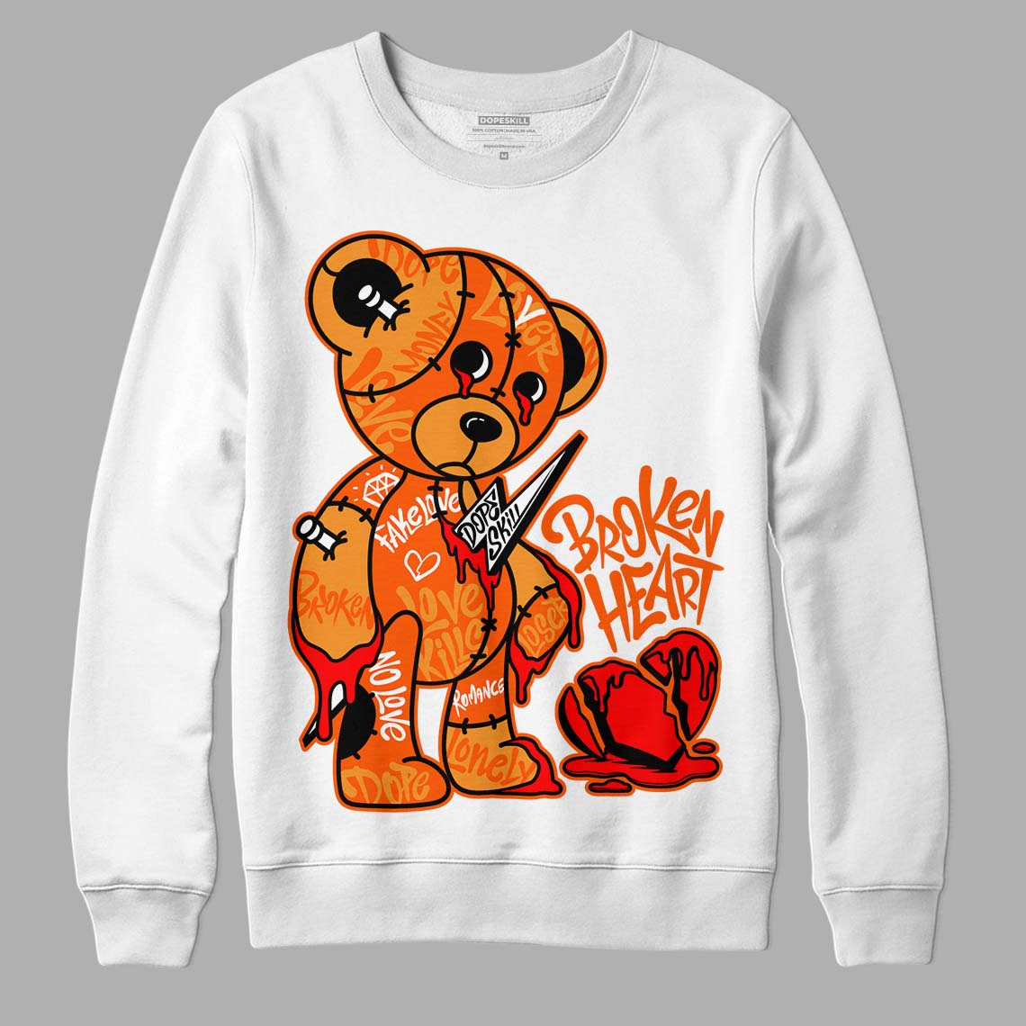 Brilliant Orange 12s DopeSkill Sweatshirt Broken Heart Graphic