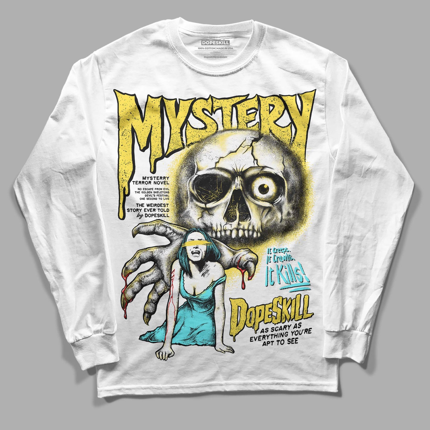 Aqua 5s DopeSkill Long Sleeve T-Shirt Mystery Ghostly Grasp Graphic