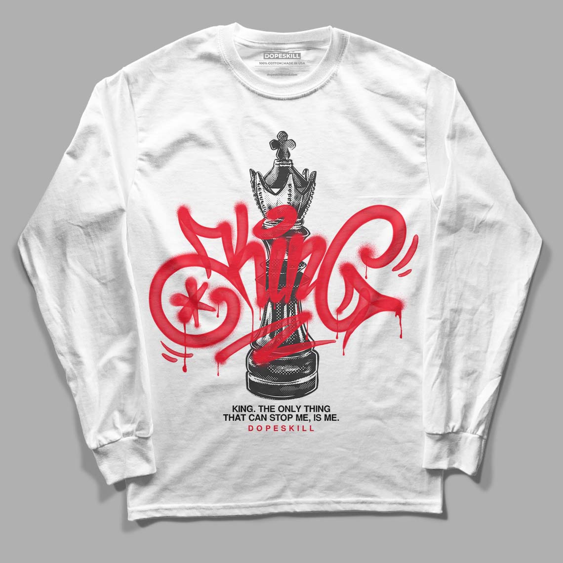 Red Thunder 4s DopeSkill Long Sleeve T-Shirt King Chess Graphic