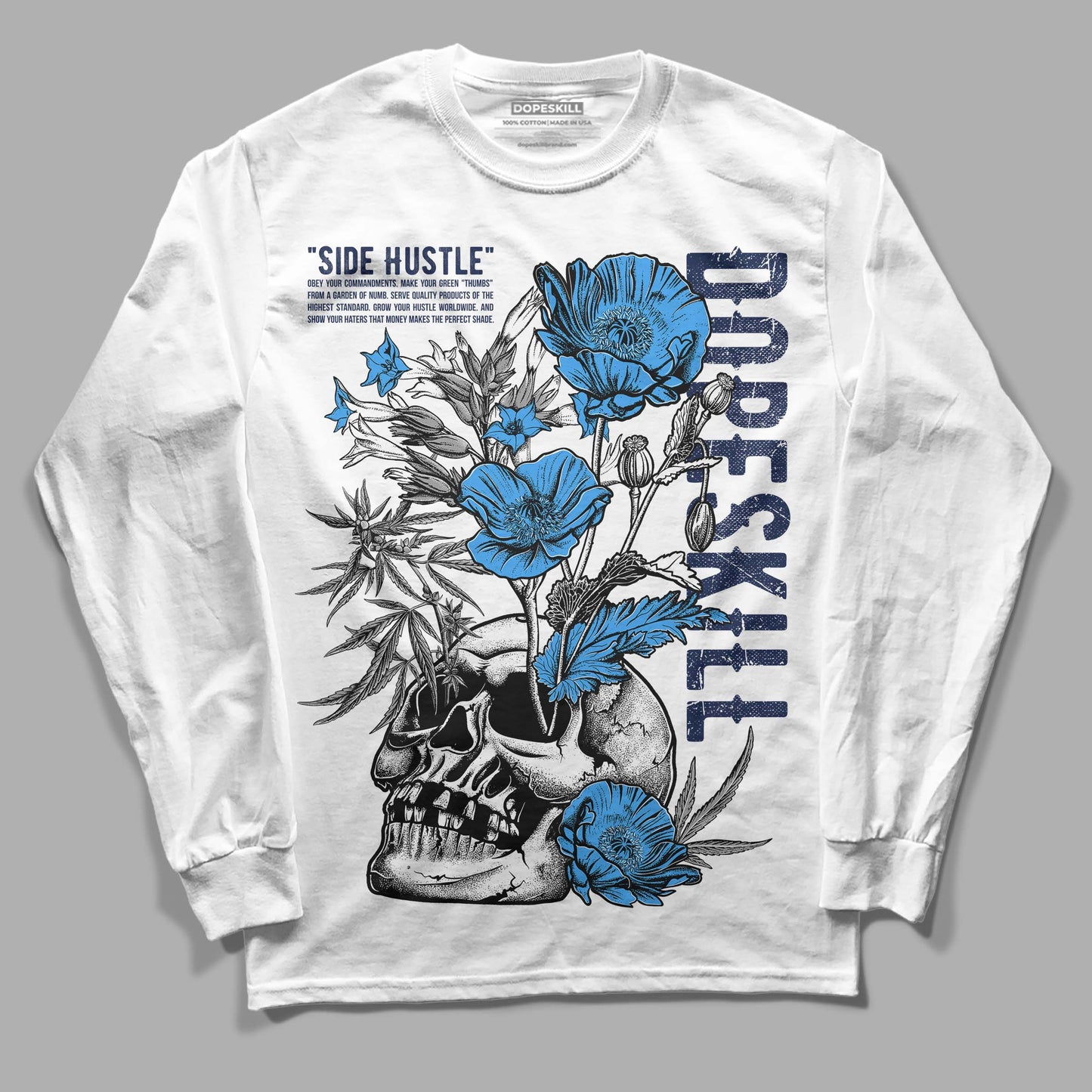 Midnight Navy 3s DopeSkill Long Sleeve T-Shirt Side Hustle Graphic