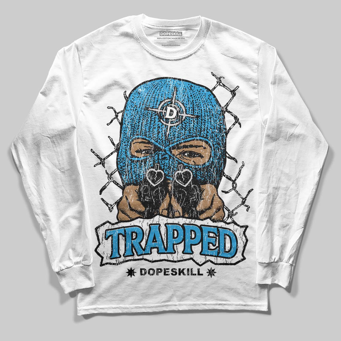 Military Blue 4s DopeSkill Long Sleeve T-Shirt New Trapped Graphic