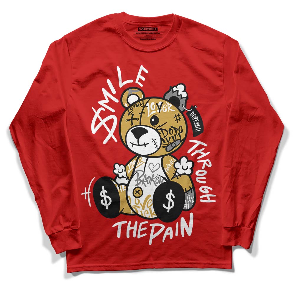 Red Collection DopeSkill Red Long Sleeve T-Shirt Smile Through The Pain Graphic