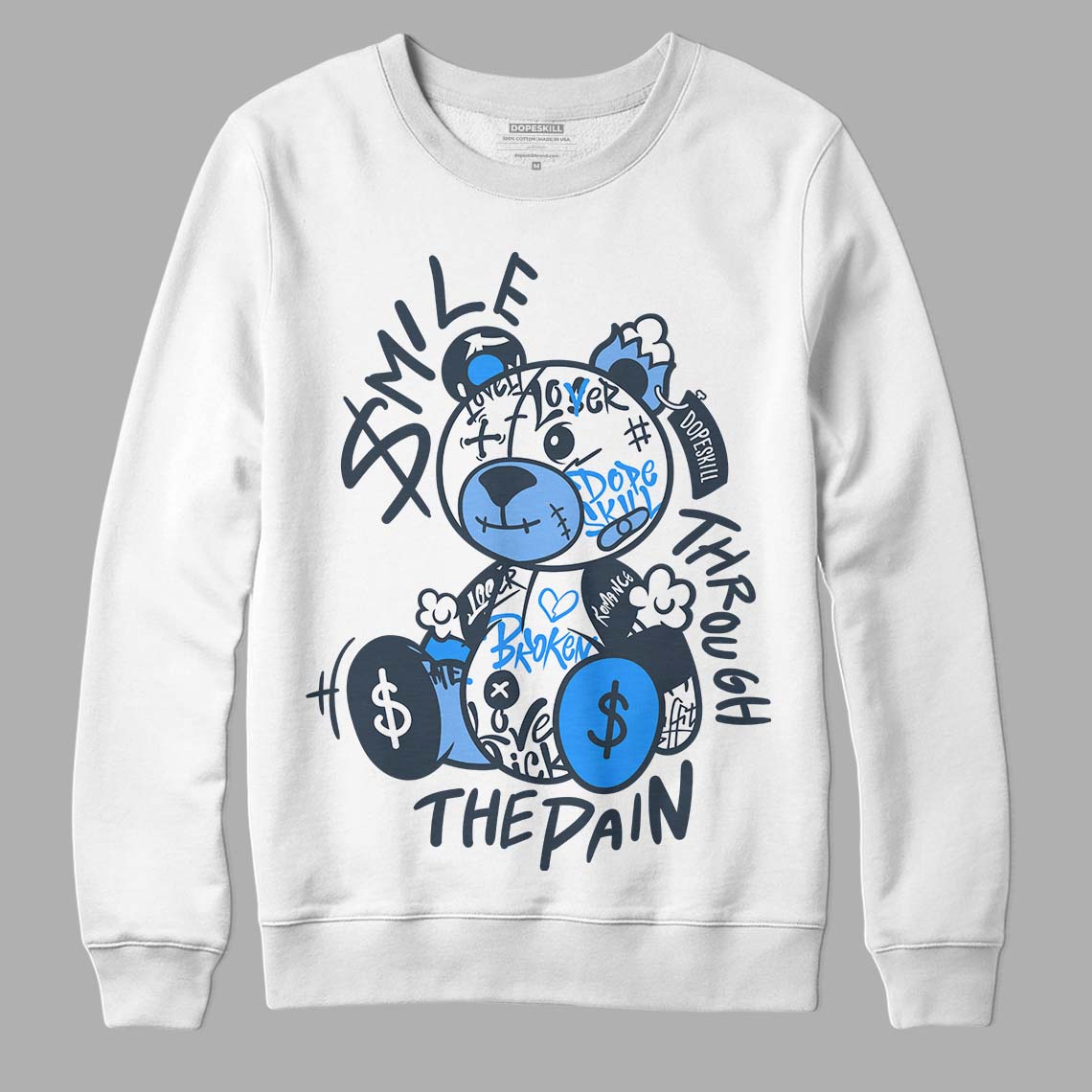AJ 6 Midnight Navy DopeSkill Sweatshirt Smile Through The Pain Graphic