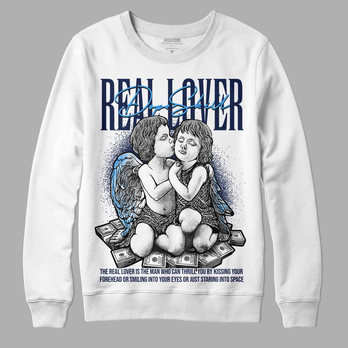 Midnight Navy 3s DopeSkill Sweatshirt Real Lover Graphic