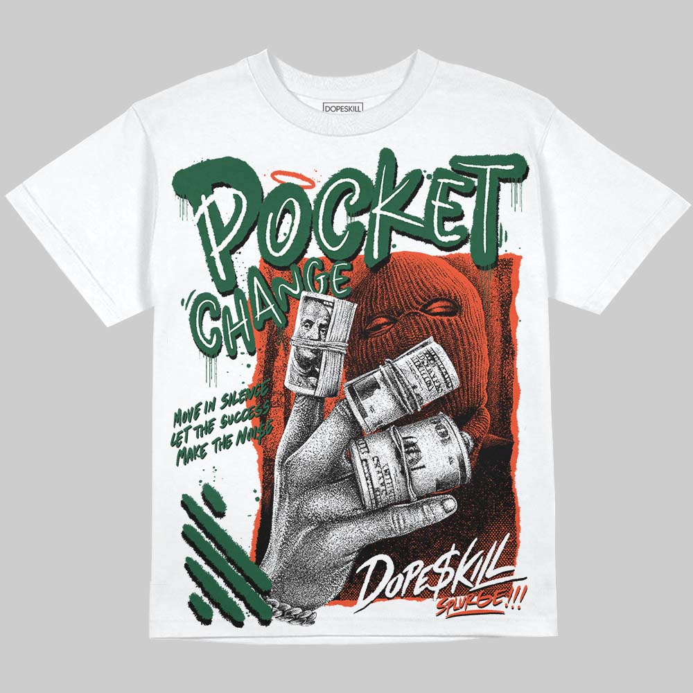 Dunk Team Dark Green Orange DopeSkill Oversize Print T-Shirt Pocket Change Graphic