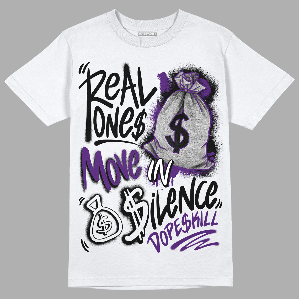 Field Purple 12s DopeSkill T-Shirt Real Ones Move In Silence Graphic