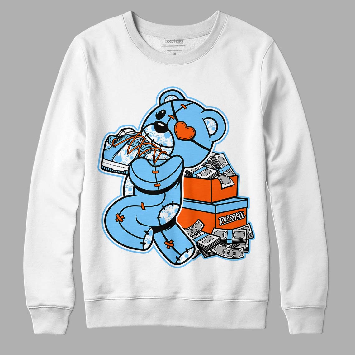 Dunk Low Futura University Blue DopeSkill Sweatshirt Bear Steals Sneaker Graphic