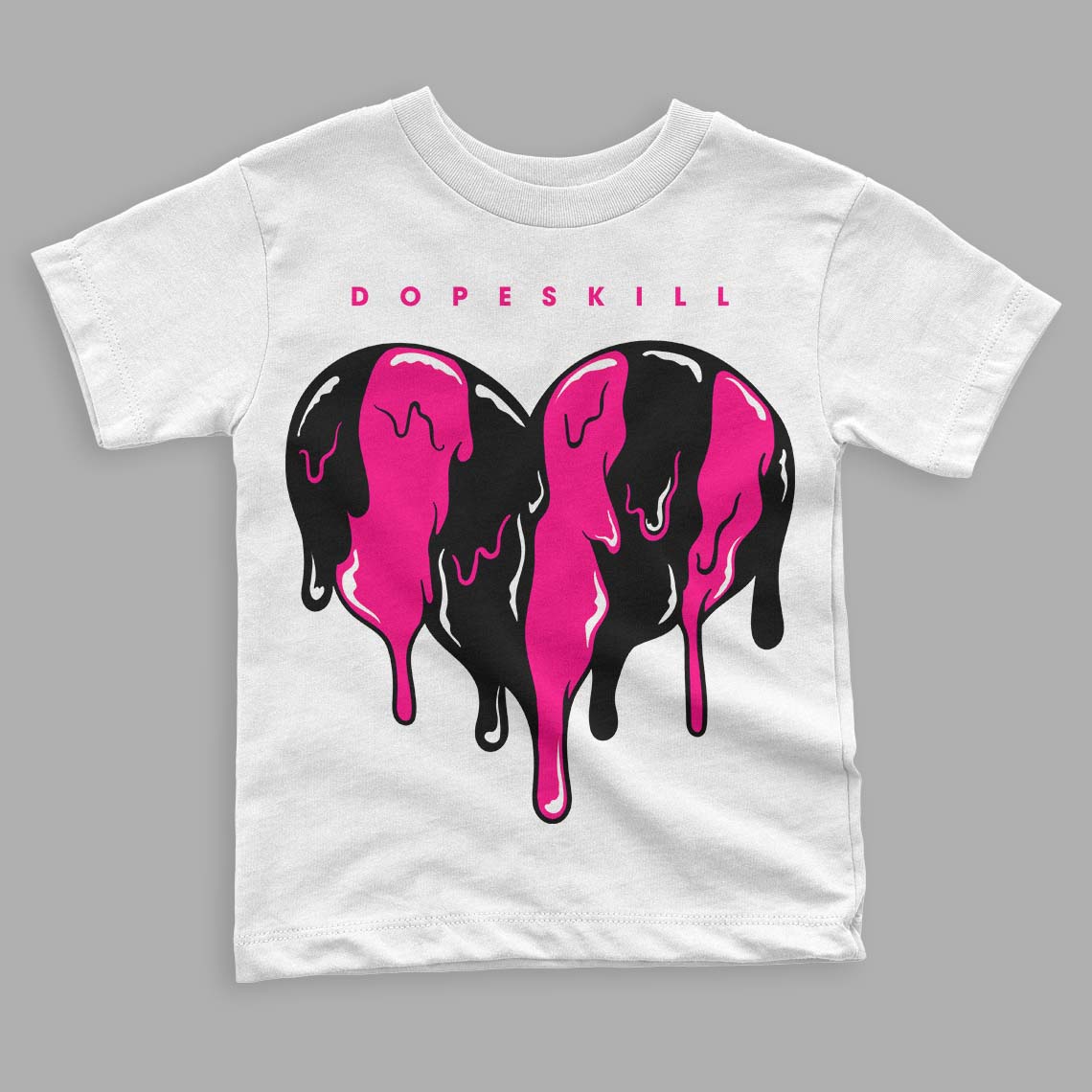 Fierce Pink 1s DopeSkill Toddler Kids T-shirt Slime Drip Heart Graphic