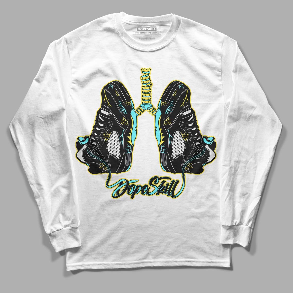 Aqua 5s DopeSkill Long Sleeve T-Shirt Breathe Graphic