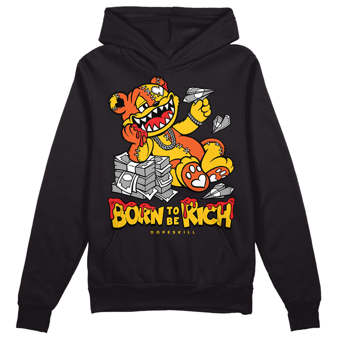 Yellow Collection DopeSkill Hoodie Sweatshirt Born To Be Rich Graphic