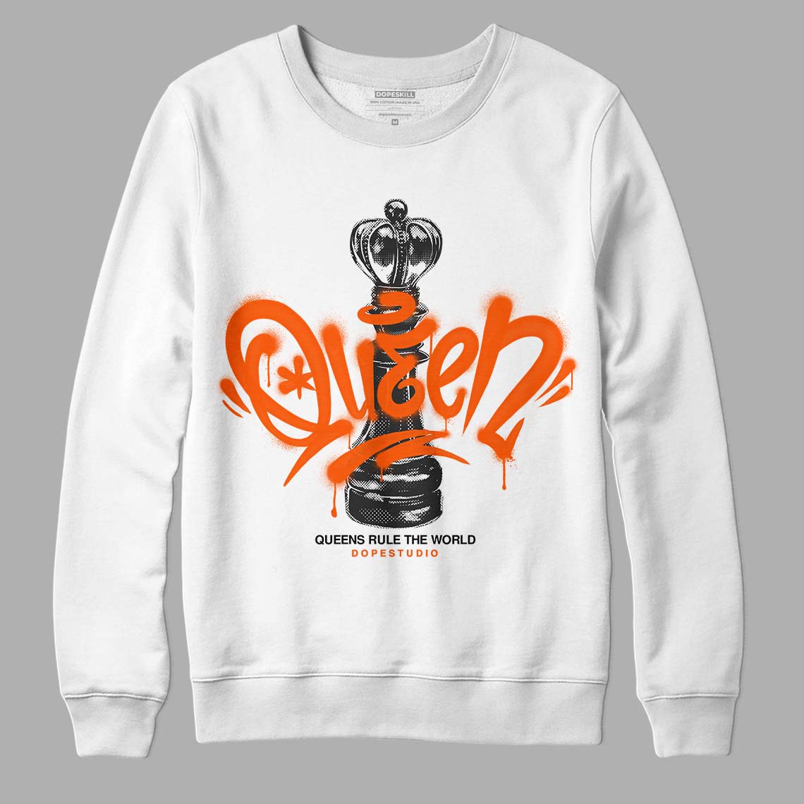 Brilliant Orange 12s DopeSkill Sweatshirt Queen Chess Graphic