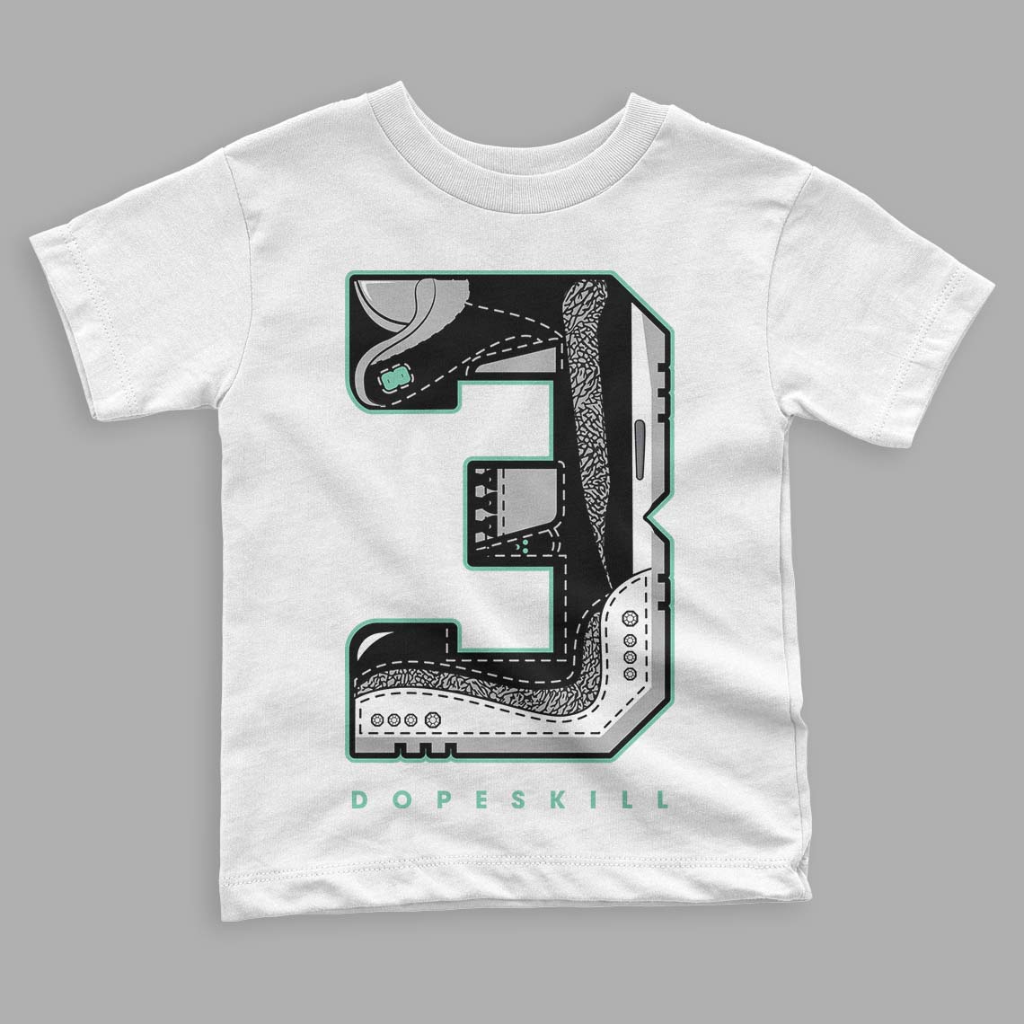 Green Glow 3s DopeSkill Toddler Kids T-shirt No.3 Graphic