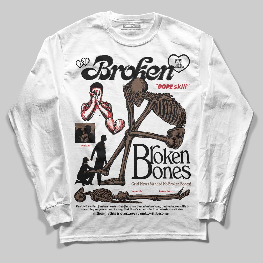 Olive 9s DopeSkill Long Sleeve T-Shirt Broken Bones Graphic