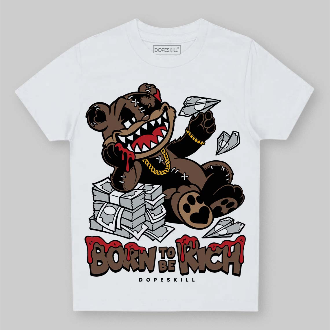 Olive 9s DopeSkill Toddler Kids T-shirt Born To Be Rich Graphic