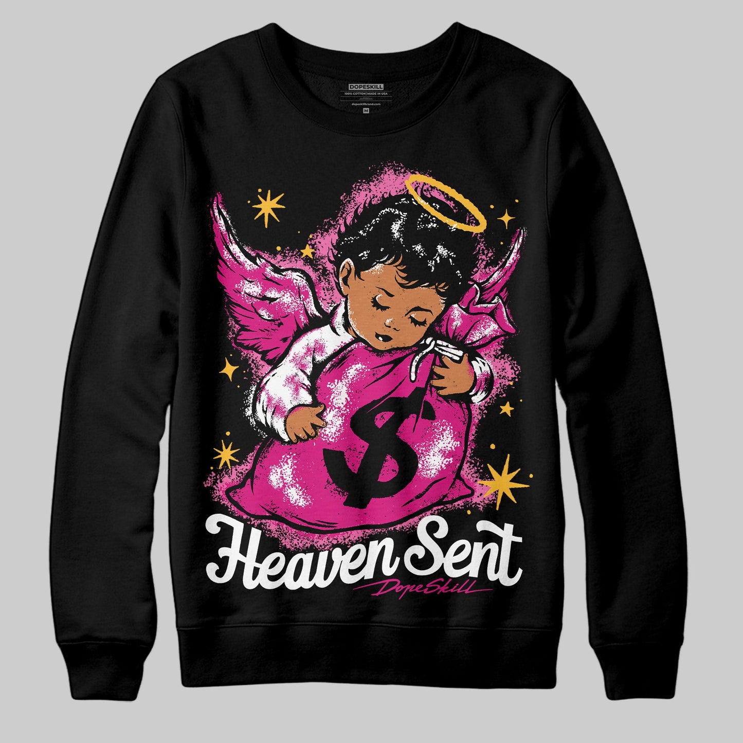 Rick RO Pink Leather Sneakers DopeSkill Sweatshirt Heaven Sent Graphic